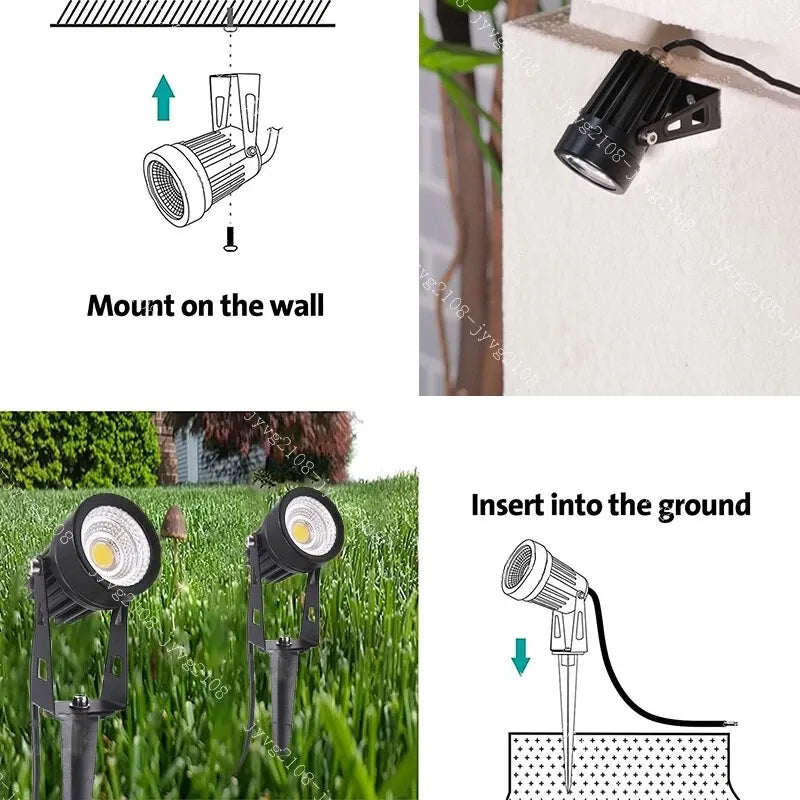 Solar spotlight wall and ground mount – versatile LED outdoor light for trees, gardens, and facades