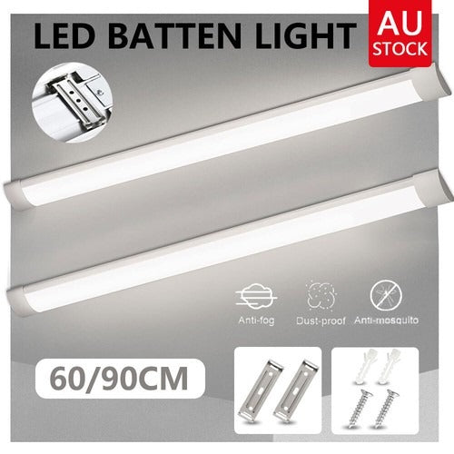 LED batten light with high brightness, flicker-free LEDs, and long lifespan