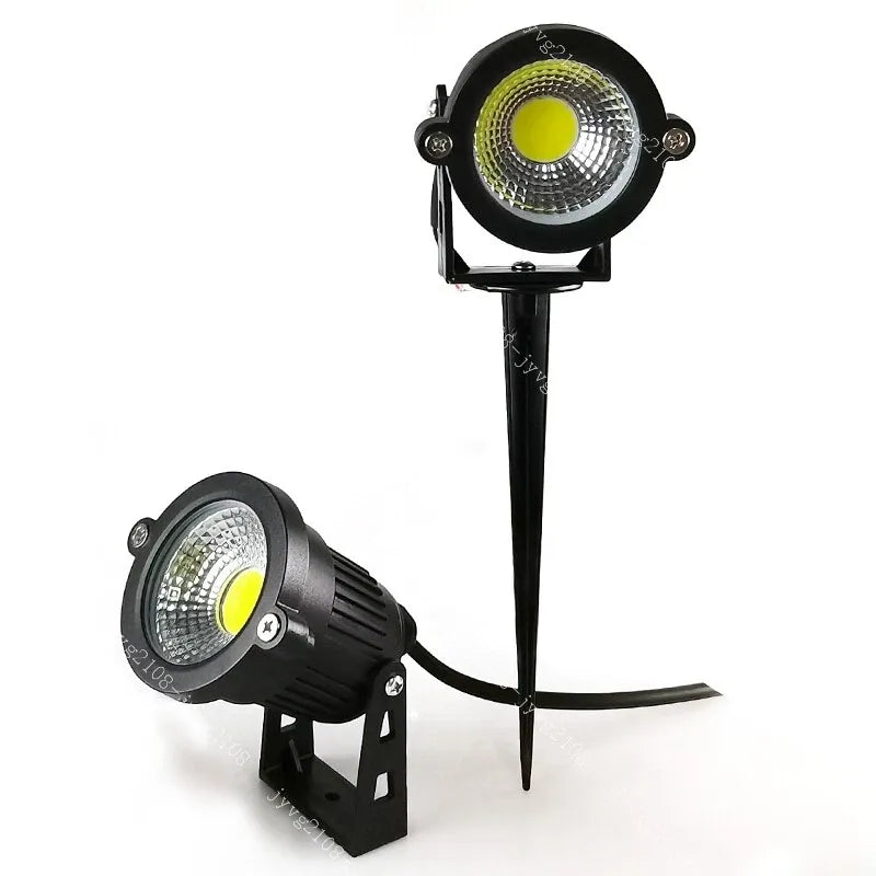 Dual solar spotlights with ground stakes – waterproof outdoor LED lights for landscape and security